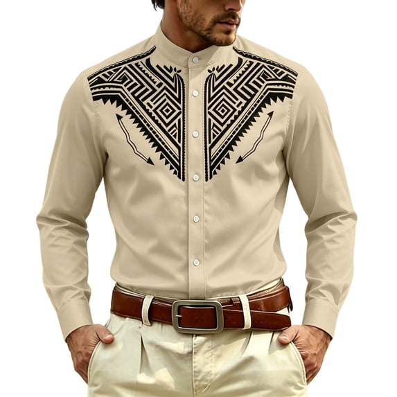 HGIEYS Men's Western Cowboy Shirt Embroidered Long Sleeve Casual Button Down Shirt