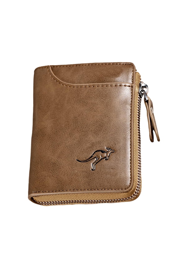 Mens RFID Blocking Leather Wallet Credit Card ID Holder Zipper Purse Waterproof, Aiks Kangaroo Wallets