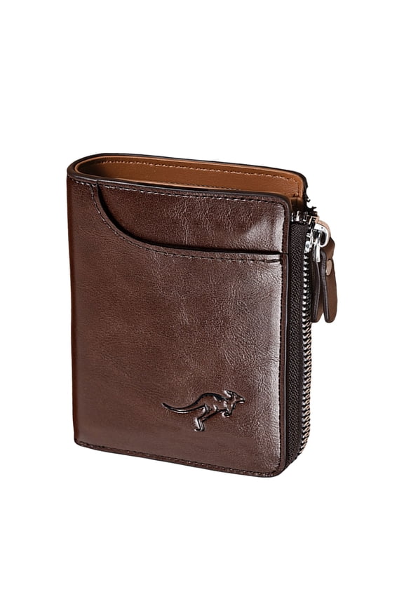 Mens RFID Blocking Leather Wallet Credit Card ID Holder Zipper Purse Waterproof, Aiks Kangaroo Wallets
