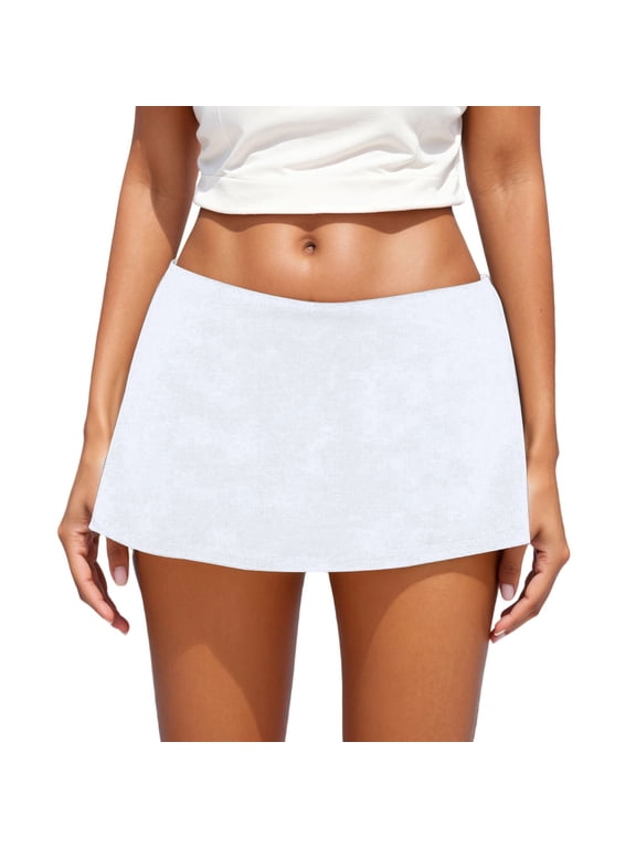 Micro Mini Skorts Mid Waist Skirt with Shorts Athletic Skort Sexy Side Slit Pencil Bodycon Skirts Going Out Outfit
