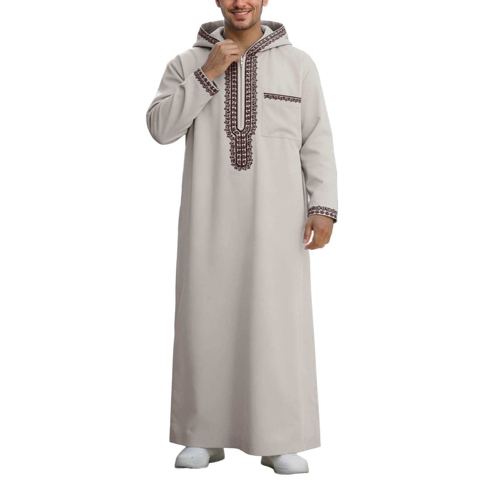 Middle Eastern Ventilation Robe HGIEYS Robe for Men Arab Long Sleeve Kaftan Arabic Abaya Thobe Ramadan ...