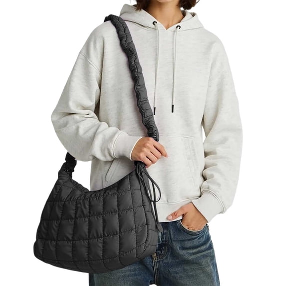 HGIEYS Quilted Puffer Tote Bag for Women Large Crossbody Bag Lightweight Nylon Puffy Quilted Carryall Hobo Puff Shoulder Bag