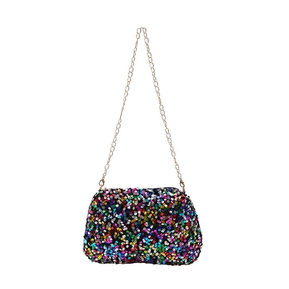HGIEYS Sequin Shoulder Bag with Chain Trendy Crossbody Bag Large Capacity Versatile Satchel Bag Female Work Date Commute Bag