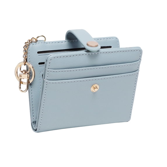 HGIEYS Slim Wallet for Women,RFID Blocking Bifold Credit Card Holder with Zipper Coin Pocket,ID Window,Keychain