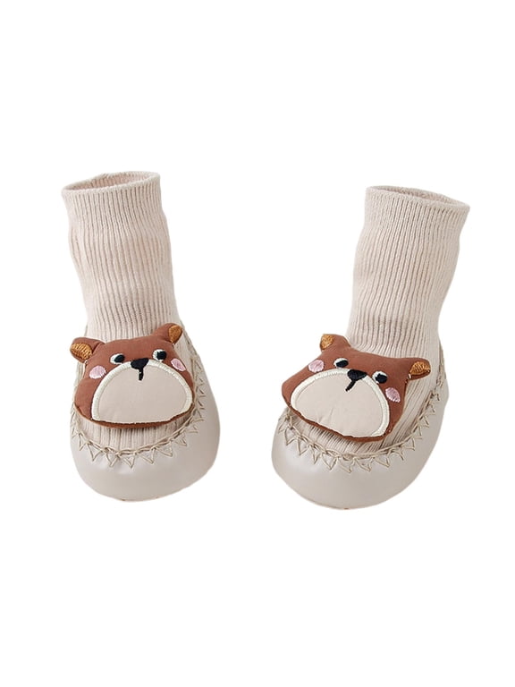 Toddler 3D Hippo Decor Sock Shoes, Insulated Soft Rubber Sole MidâCalf Floor Booties, Antiâ Warm Baby Walking Socks for Spring Autumn
