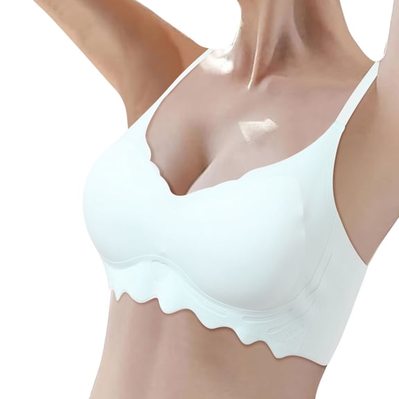 HGIEYS Wireless Jelly Bra Push Up Band Cup Sizes Scalloped Bras for Women No Underwire T Shirt Bra