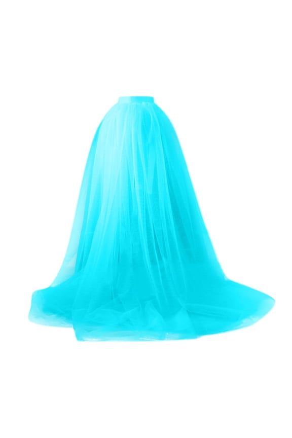 Women 5-Layers Tulle Tutu Long Train Skirts Wedding Party Prom Bandage Mesh Maxi Dress