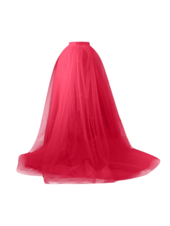 Women 5-Layers Tulle Tutu Long Train Skirts Wedding Party Prom Bandage Mesh Maxi Dress