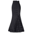 thumbnail image 1 of HGIEYS Women Gothic Victorian Fishtail High Waist Long Maxi Skirt - Lace-up Ruffle Graphic, 1 of 4