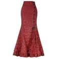 thumbnail image 1 of HGIEYS Women Gothic Victorian Fishtail High Waist Long Maxi Skirt - Lace-up Ruffle Graphic, 1 of 2