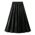thumbnail image 1 of HGIEYS Women's High Elastic Waist Velvet Midi Long Pleated Swing Ruffled Skirt, 1 of 4