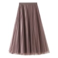 thumbnail image 1 of HGIEYS Women's High Elastic Waist Velvet Midi Long Pleated Swing Ruffled Skirt, 1 of 6