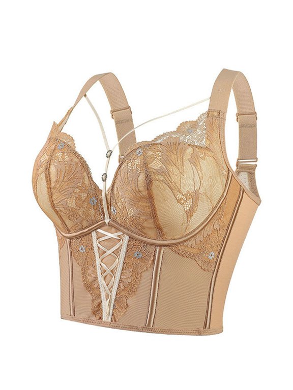 Women's Plus Size Corset Bra Lace Push Up Underwire Bralette