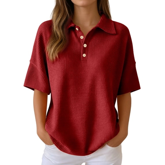 HGIEYS Women's Polo Shirts Cotton Pique Short Sleeve Summer Tops Collared V-Neck Work,Casual,Golf Shirt