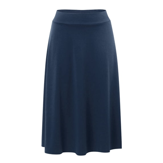 HGIEYS Women's Ruched High Waist Knee Length A-Line Stretchy Flared Casual Skirt
