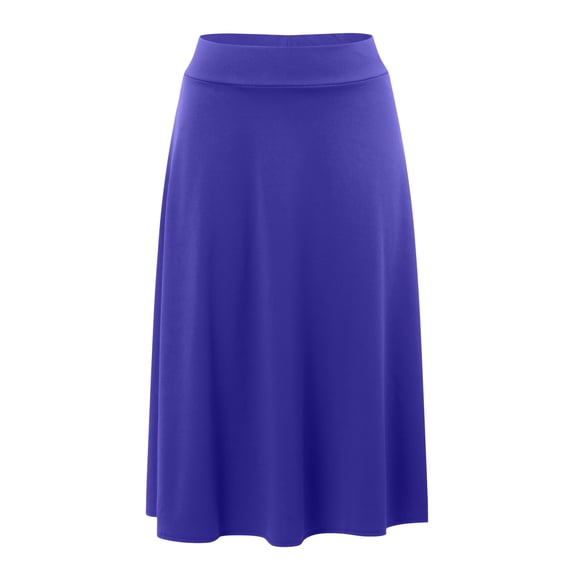 HGIEYS Women's Ruched High Waist Knee Length A-Line Stretchy Flared Casual Skirt
