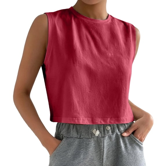 HGIEYS Womens Cropped Cap Sleeve Tank Tops Summer Basic Tee Shirts | Muscle Tank, Crew Neck, Sleeveless Shirts