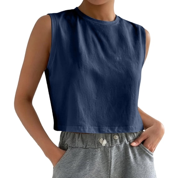 HGIEYS Womens Cropped Cap Sleeve Tank Tops Summer Basic Tee Shirts | Muscle Tank, Crew Neck, Sleeveless Shirts