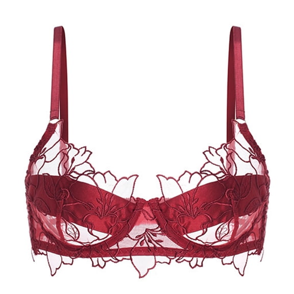HGIEYS Womens Floral Lace Bralettes Mesh See Through Strappy Wireless Bras