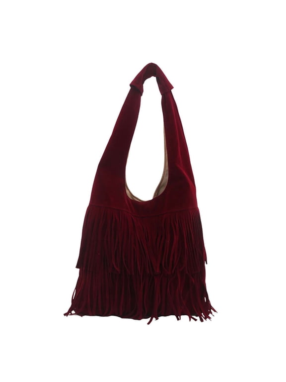 Womens Fringe Bags Adjustable Strap Tassel Crossbody Bags Hippie Western Purse Cowgirl Shoulder Bag