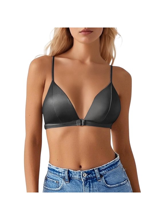 Womens Silk Satin Triangle Bralette Soft Cup Wireless Bra