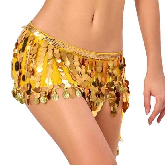 HGIEYS Womens Sparkly Sequin Mermaid Skirt Rave Fringe Skirts Exquisite Belly Dance Performance Wrap Skirt With Sequined Fringe