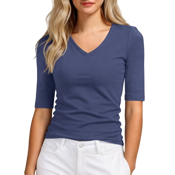 HGIEYS Womens Sweaters 3/4 Sleeve Casual V Neck Spring Lightweight Knit Tops 2026 Trendy Pullovers