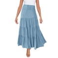 thumbnail image 1 of HGIEYS Womens White Maxi Skirt Summer Boho Long Pleated A-Line Flowy Elastic High Waist Beach Tiered Skirt, 1 of 9