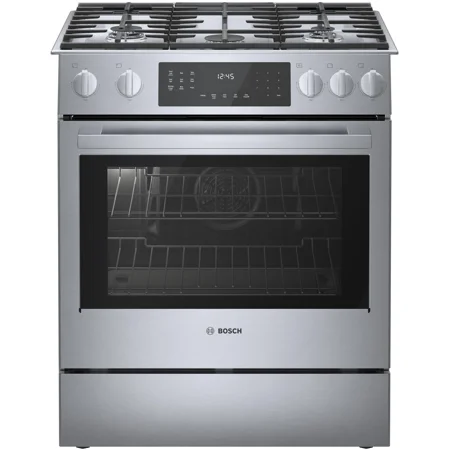 Bosch - Benchmark Series 4.8 Cu. Ft. Self-Cleaning Slide-In Gas Convection Range - Stainless steel