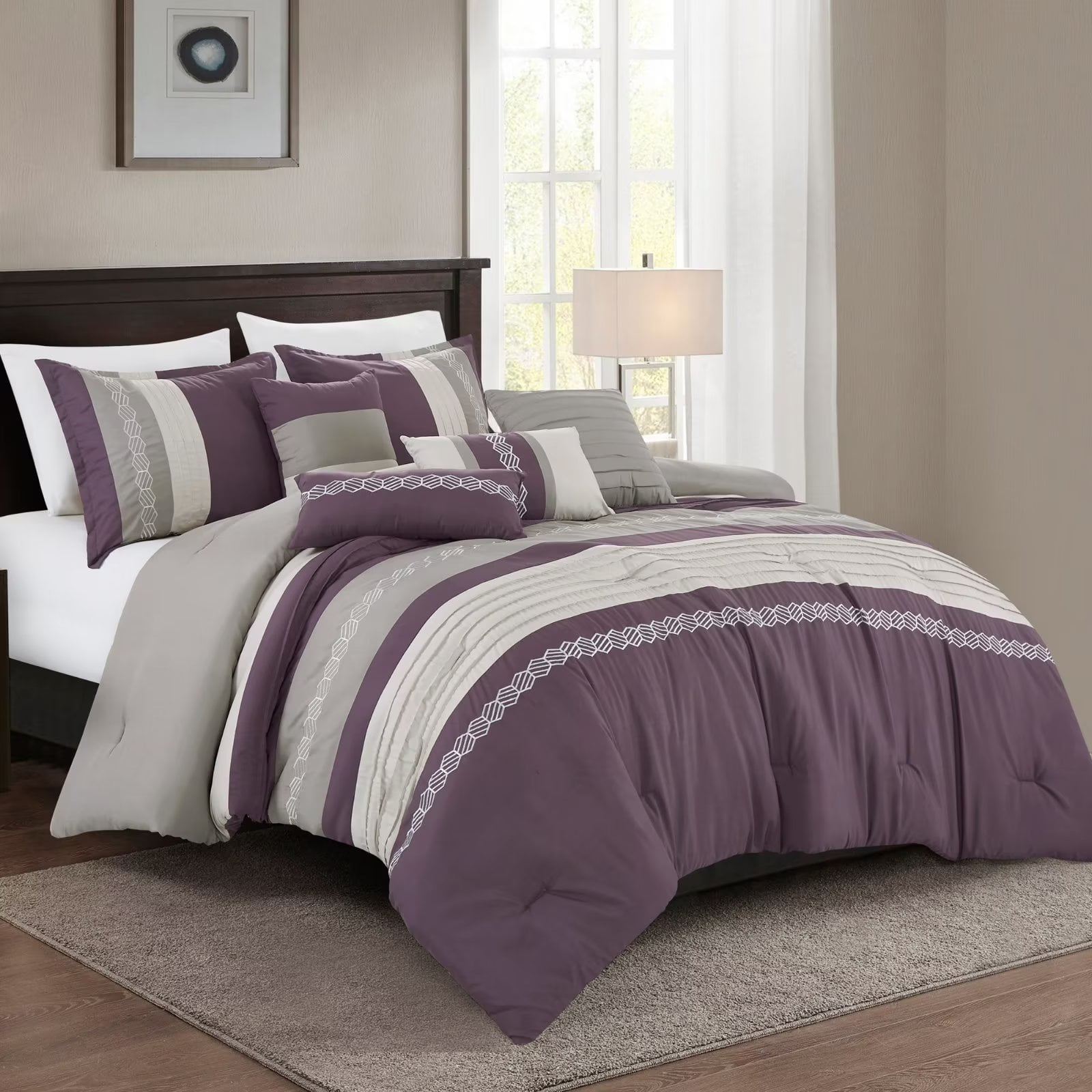 HGMart 7 Piece Bedding Comforter Set Luxury Bed In A Bag - King Size ...