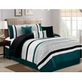 thumbnail image 1 of HGMart Bedding Comforter Set 7 Piece Luxury Striped Microfiber Bedding Sets - Oversized Bedroom Comforters, King, Teal, 1 of 4
