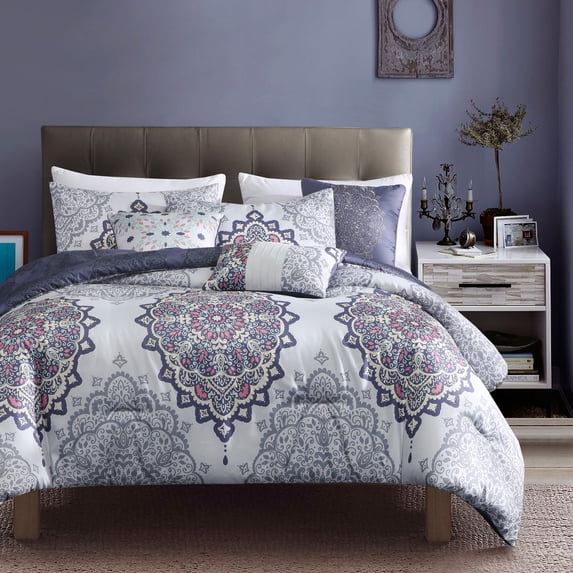 HGMart Bedding Comforter Set Bed In A Bag - 6 Piece Luxury Embroidery Microfiber Bedding Sets - Oversized Bedroom Comforters, King/Cal King Size, Andino