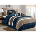 thumbnail image 1 of HGMart Bedding Comforter Set Bed In A Bag Collection - 7 Piece Luxury Microfiber Bedding Sets - Striped Bedroom Comforters, Cal King, Navy, 1 of 1