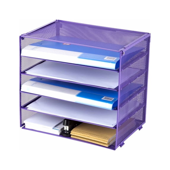 HGMart Mesh Desktop File Organizer - 5 Tier Letter Tray for Organizing Files Papers Bills Folders Letters Binders