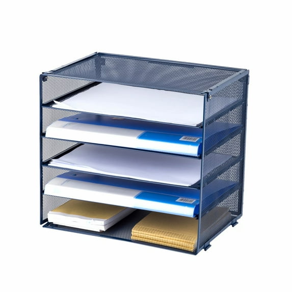 HGMart Mesh Desktop File Organizer - 5 Tier Letter Tray for Organizing Files Papers Bills Folders Letters Binders