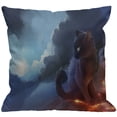 thumbnail image 1 of HGOD DESIGNS Black Warrior Cat Throw Pillow Cover Decorative Fantasy Sky Cloud Sun Mystical Space Light Cushion Cover Pillow Cases Bedroom Livingroom 18" x 18", 1 of 6