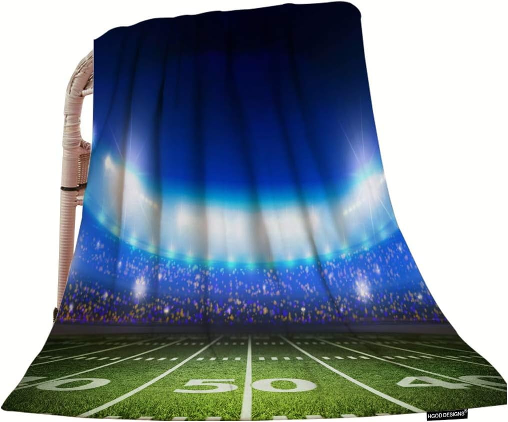 HGOD DESIGNS Football Field Throw Blanket,Night Floodlight American