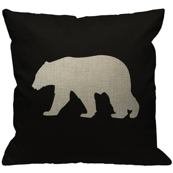 HGOD DESIGNS Throw Pillow Cover Bear Wild Polar bear On Black Background Decorative Cushion Cover Pillow Cases Bedroom Livingroom 18" x 18"