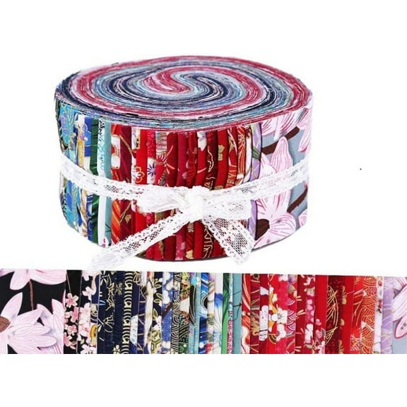 HGPS 36 Pieces Fabric Strips Roll 2.5 Inch Collection Jelly Fabric Bundles Fabric Quilting Strips Roll Up with Assorted Patterns for DIY Crafts Sewing Favors
