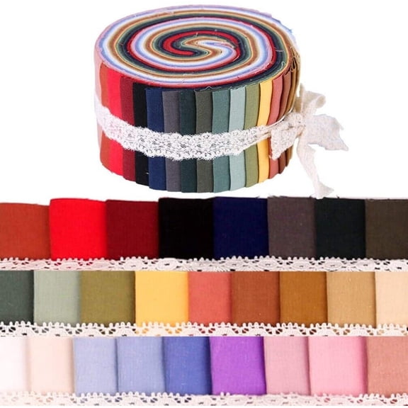 HGPS 36 Pieces Fabric Strips Roll 2.5 Inch Collection Jelly Fabric Bundles Fabric Quilting Strips Roll Up with Assorted Patterns for DIY Crafts Sewing Favors