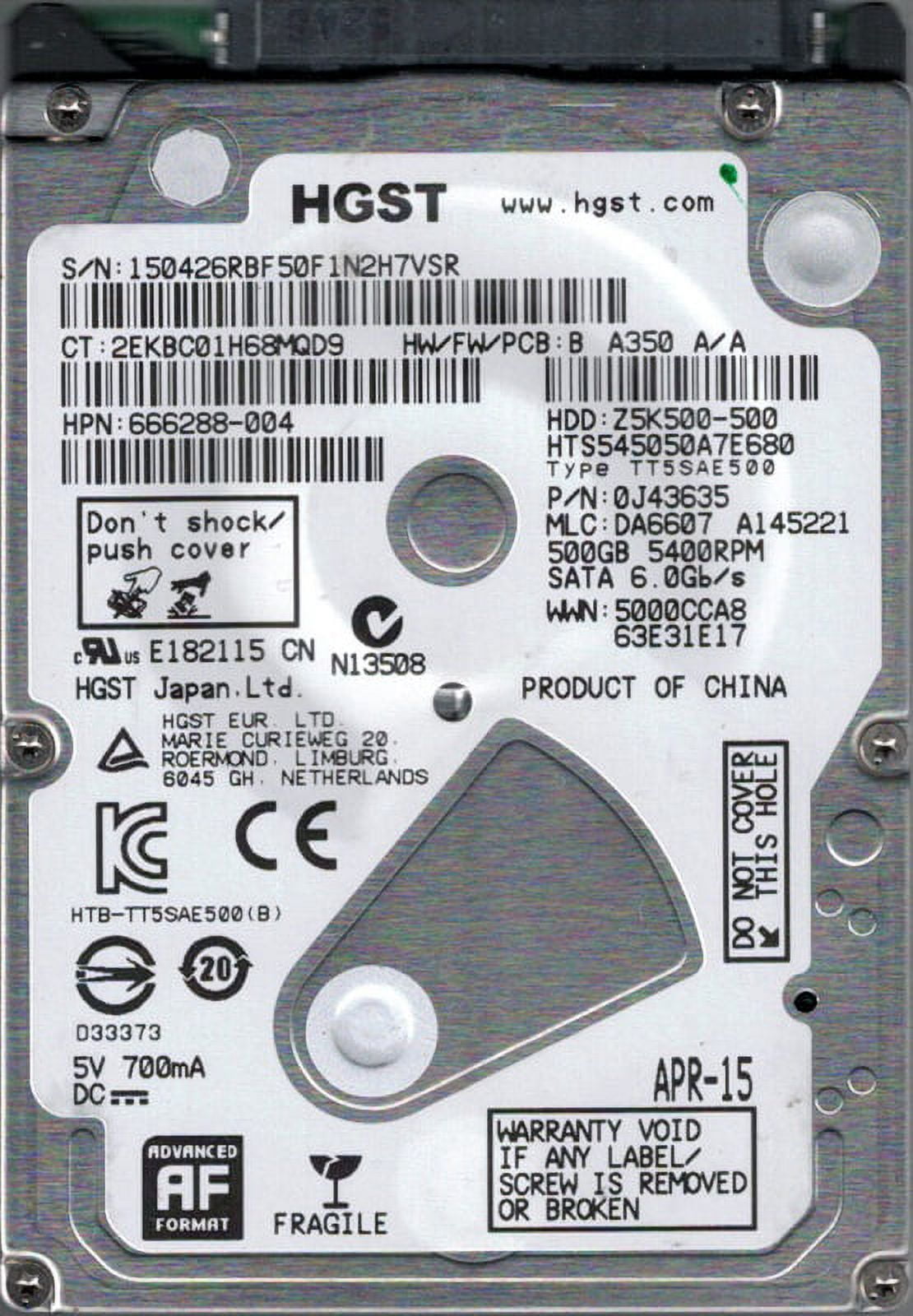 HGST HTS545050A7E680 P/N: 0J43635 MLC: DA6607 500GB - Walmart.com