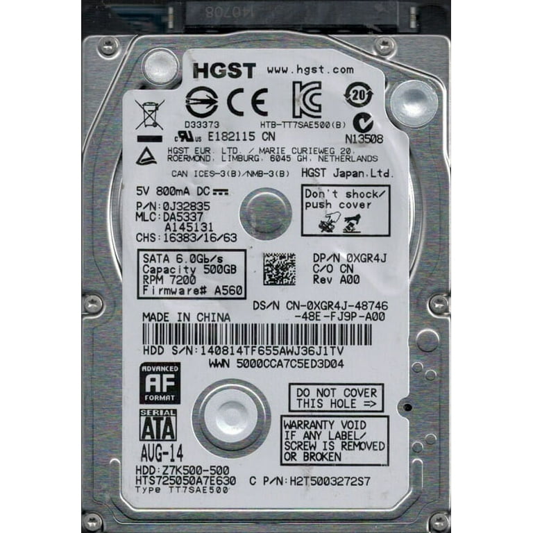 HGST HTS725050A7E630 P/N: 0J32835 MLC: DA5337 500GB China HGST HTS725050A7E630 P/N: 0J32835 MLC: DA5337 500GB China