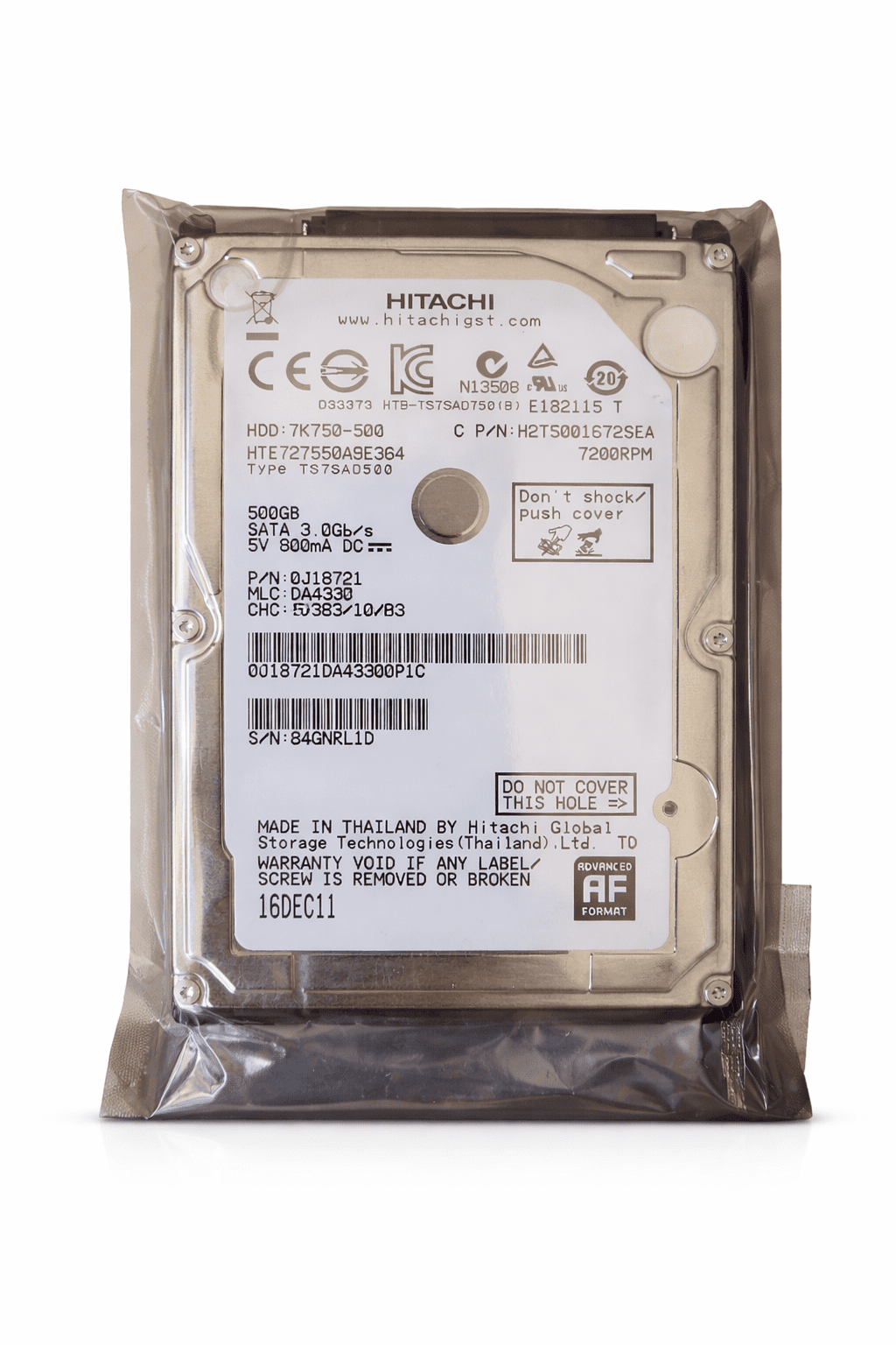 HGST Hitachi Travelstar 7K750 500GB 7200RPM 2.5" SATA Internal Laptop Hard Drive HTE727550A9E364