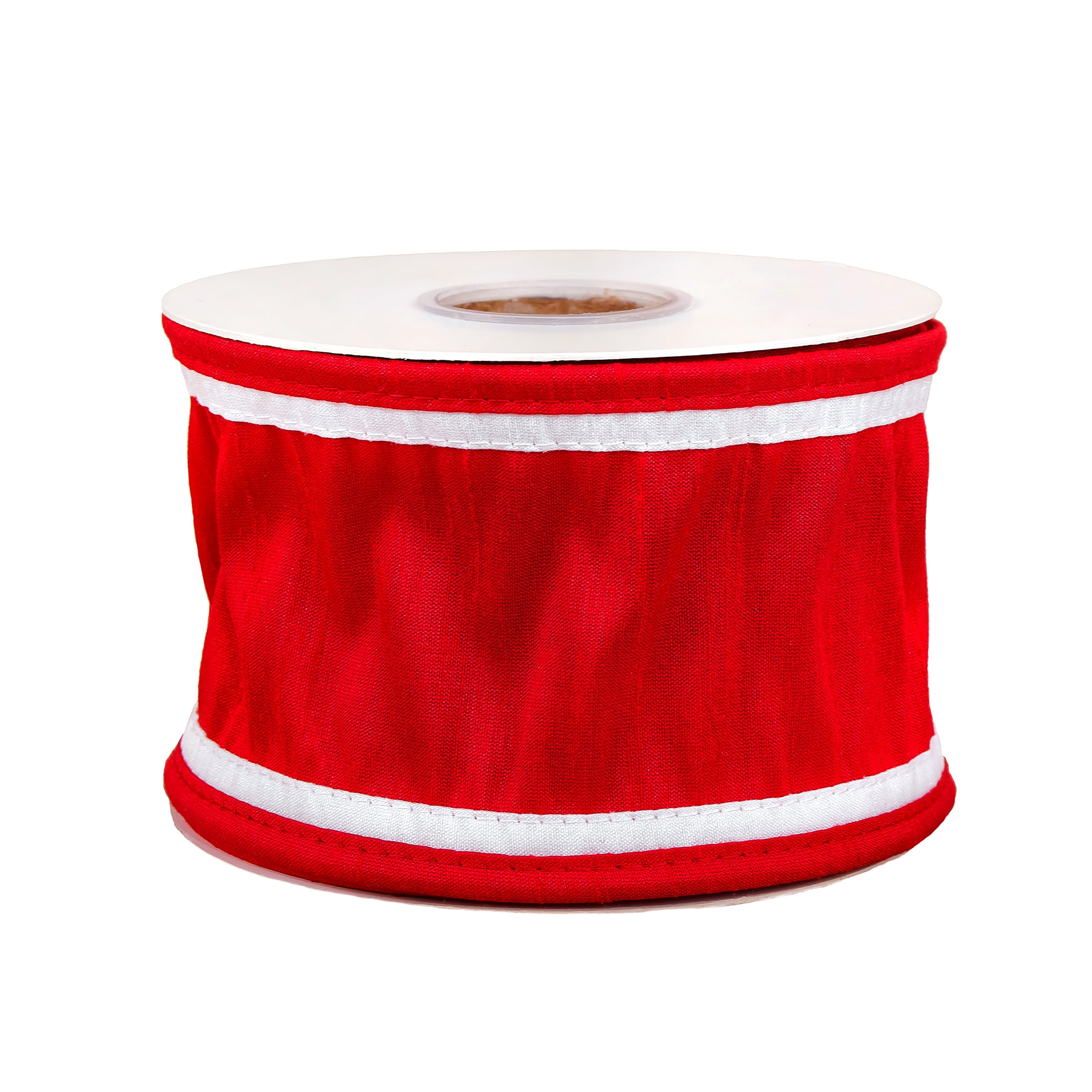 HGTV Home Collection Dupion Double Side Piping Ribbon , Red White, 3 in ...