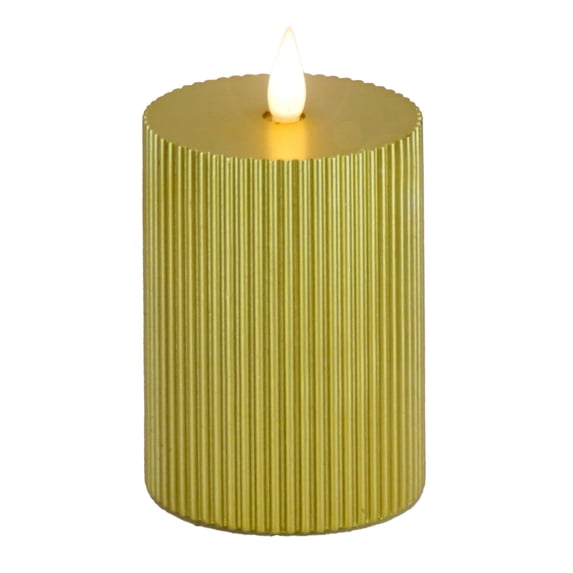 HGTV Home Collection Georgetown Real Motion Flameless Candle With Remote, Gold with Warm White LED Lights, Battery Powered, 11 in