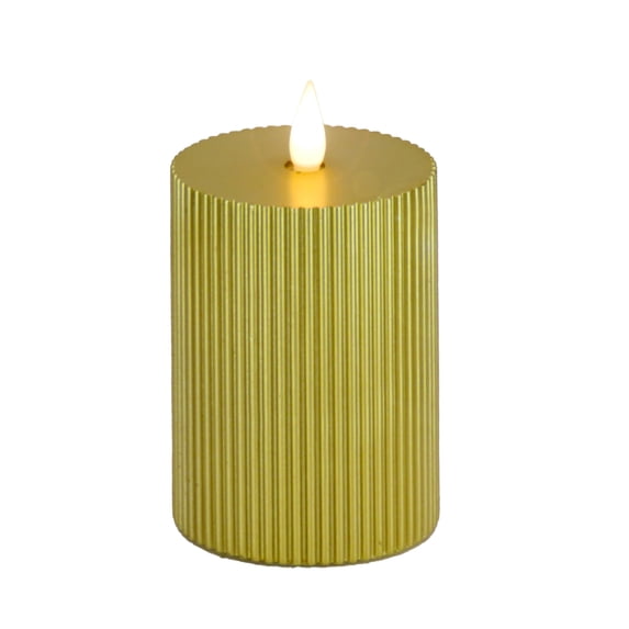 HGTV Home Collection Georgetown Real Motion Flameless Candle With Remote, Gold with Warm White LED Lights, Battery Powered, 8 in