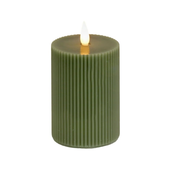 HGTV Home Collection Georgetown Real Motion Flameless Candle With Remote, Green with Warm White LED Lights, Battery Powered, 9 in