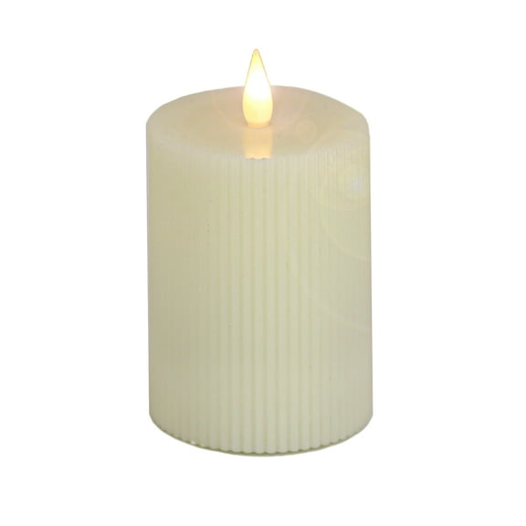 HGTV Home Collection Georgetown Real Motion Flameless Candle With Remote, Ivory with Warm White LED Lights, Battery Powered, 8 in