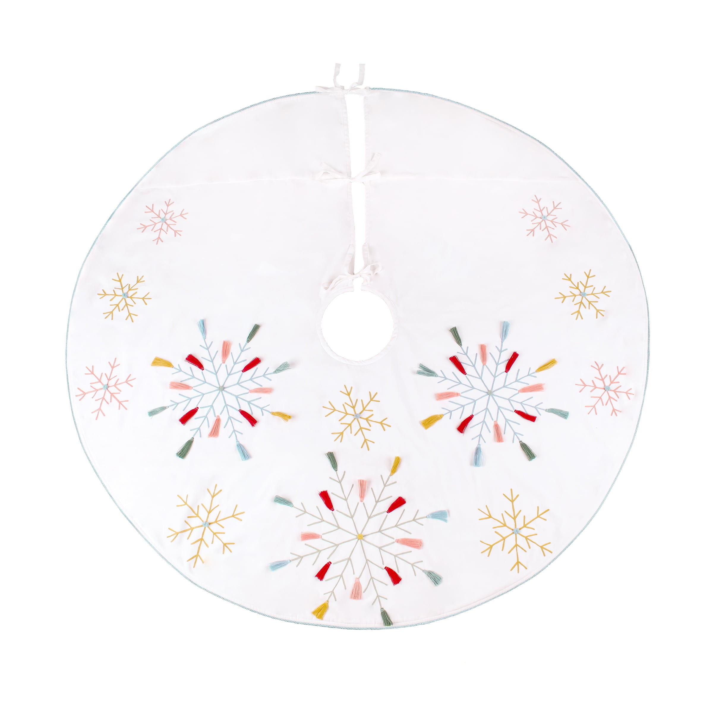 54" Multicolor Velvet Snowflake Embroidered Boho Tree Skirt