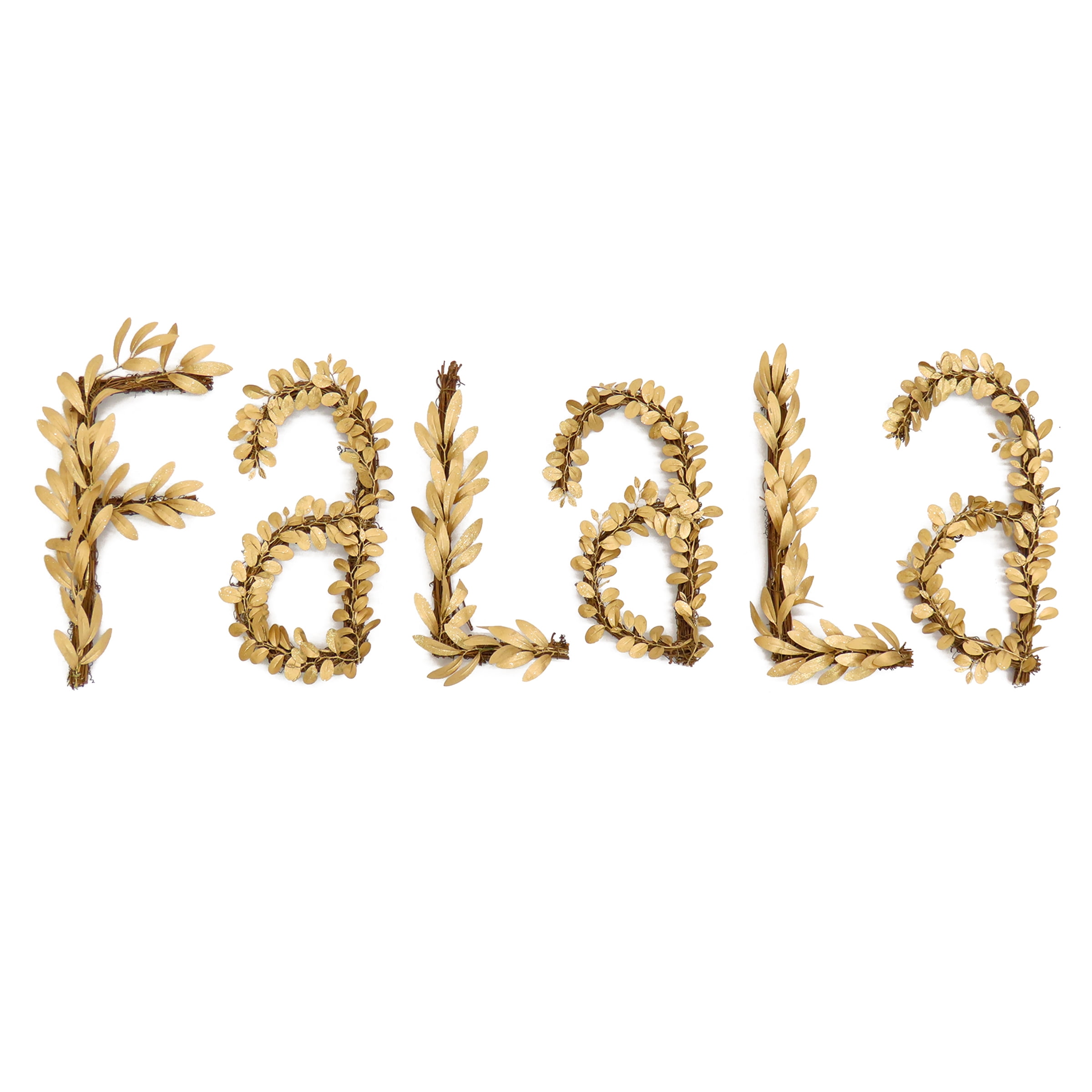 Gold Leafy Fa La La Wall Mounted Winter Decoration